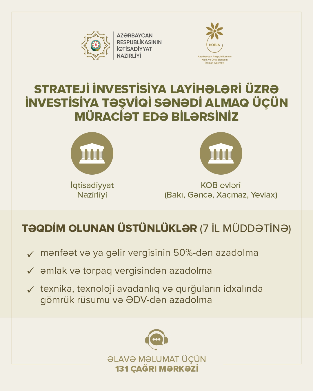 Strateji investisiya layihələri üzrə investisiya təşviqi sənədlərinin verilməsi davam edir 