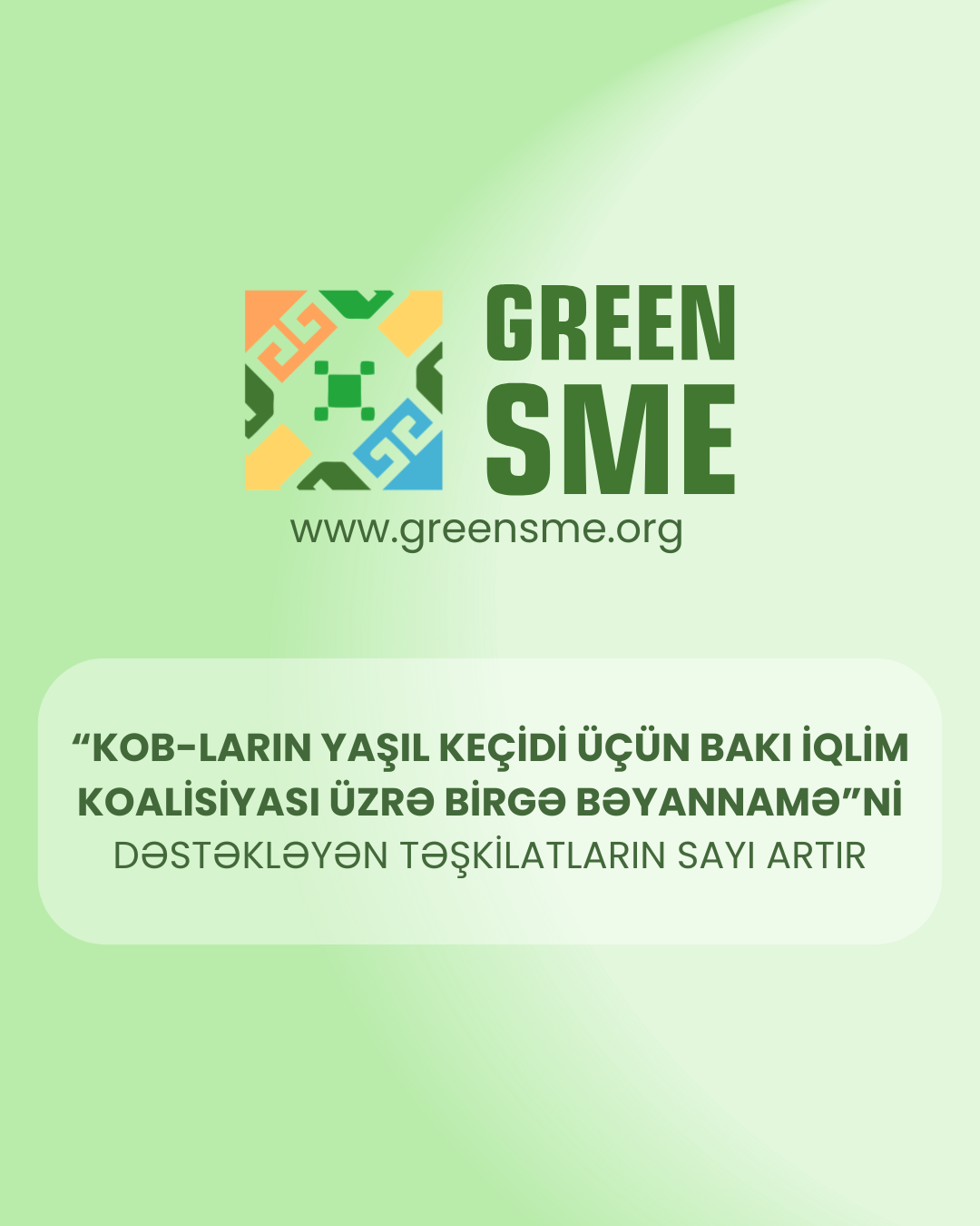 “KOB-ların yaşıl keçidi üçün Bakı İqlim Koalisiyası üzrə Birgə Bəyannamə”ni dəstəkləyən təşkilatların sırası genişlənir 