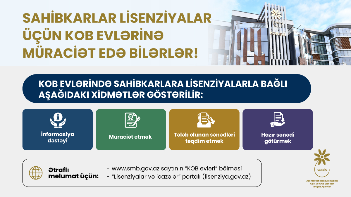 Sahibkarlar lisenziyalar üçün KOB evlərinə müraciət edə bilərlər 